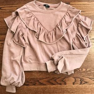 Pink ruffle sweatshirt